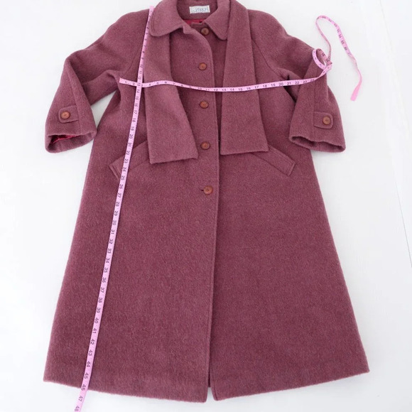 Vintage Fashion Gallery 72% Wool, 18% Mohair  Purple Single Breasted Winter Coat - Picture 5 of 15